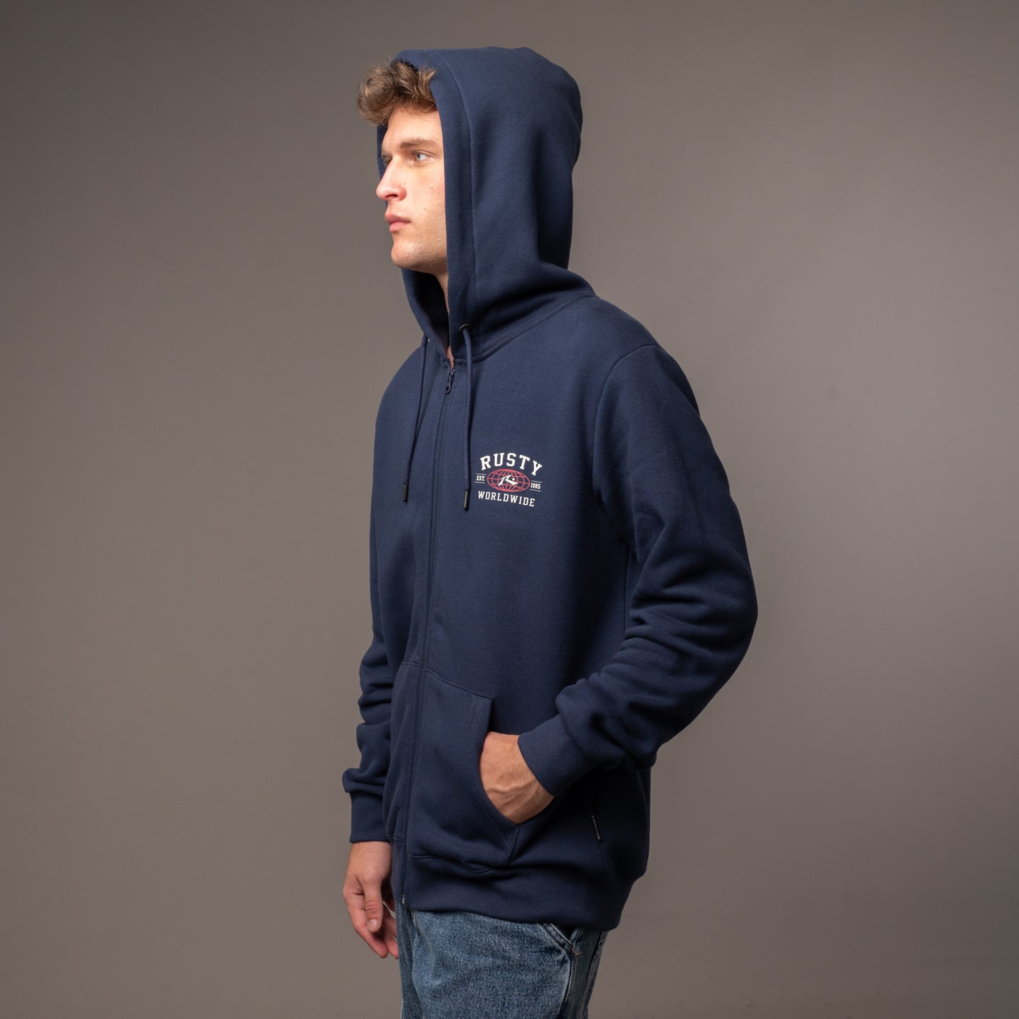 Campera Canguro Rusty Collegiate Worldwide Superbig Navy Blue