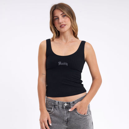 Fashion Top Rusty Cassian Fall Scoop Neck Tank Ld Black