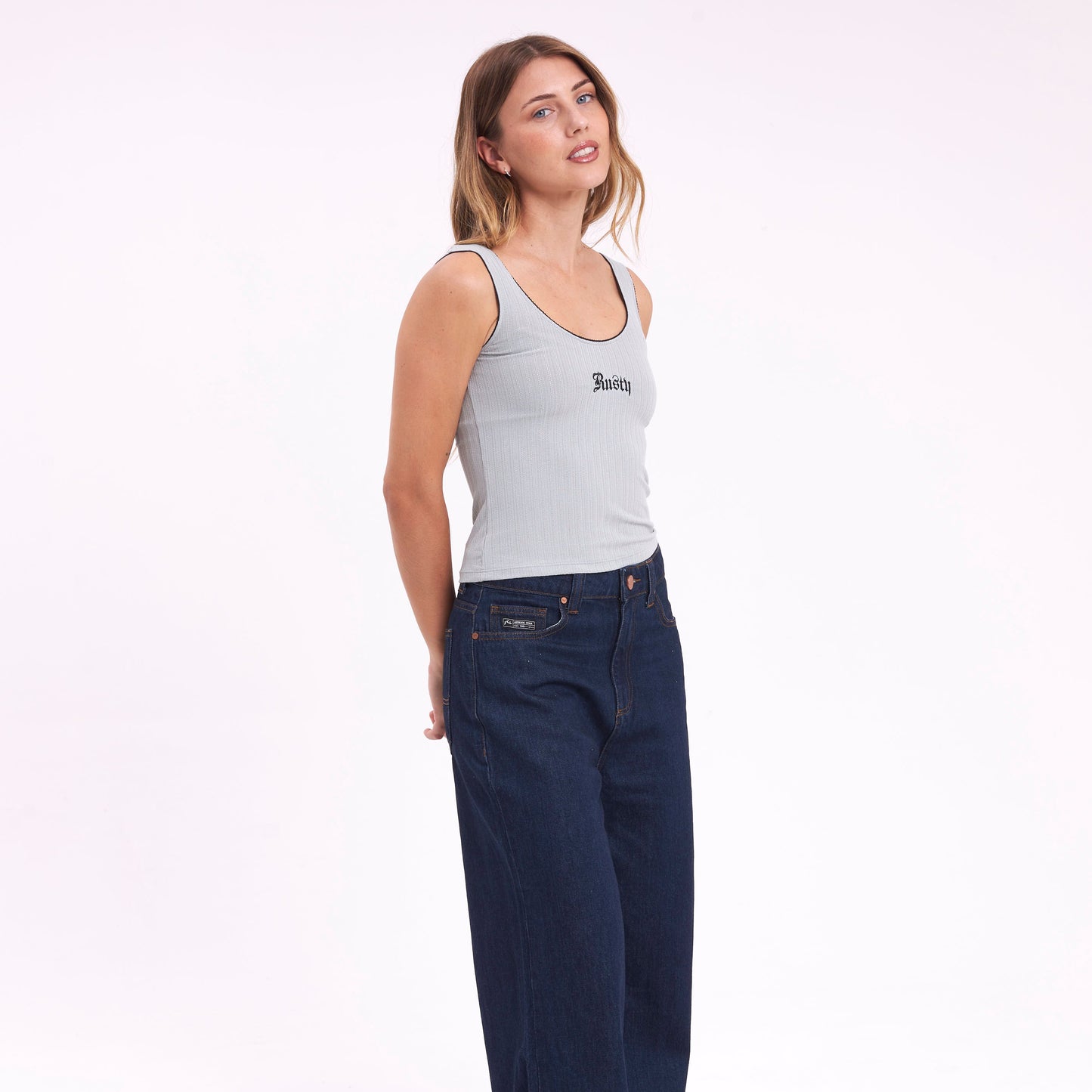 Fashion Top Rusty Cassian Fall Scoop Neck Tank Ld Grey