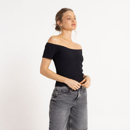 Fashion Top Rusty Ciao Bella Off Shoulder Top Ld Black