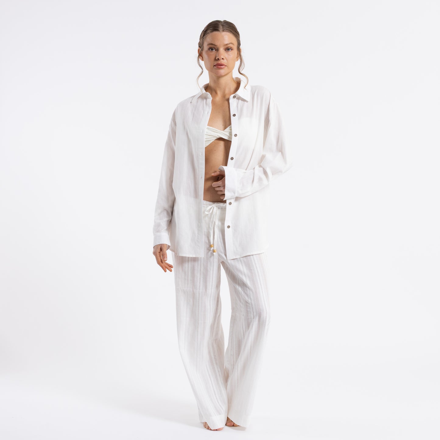 Camisa Mc Rusty Cici Sheer Overshirt Ld Off White