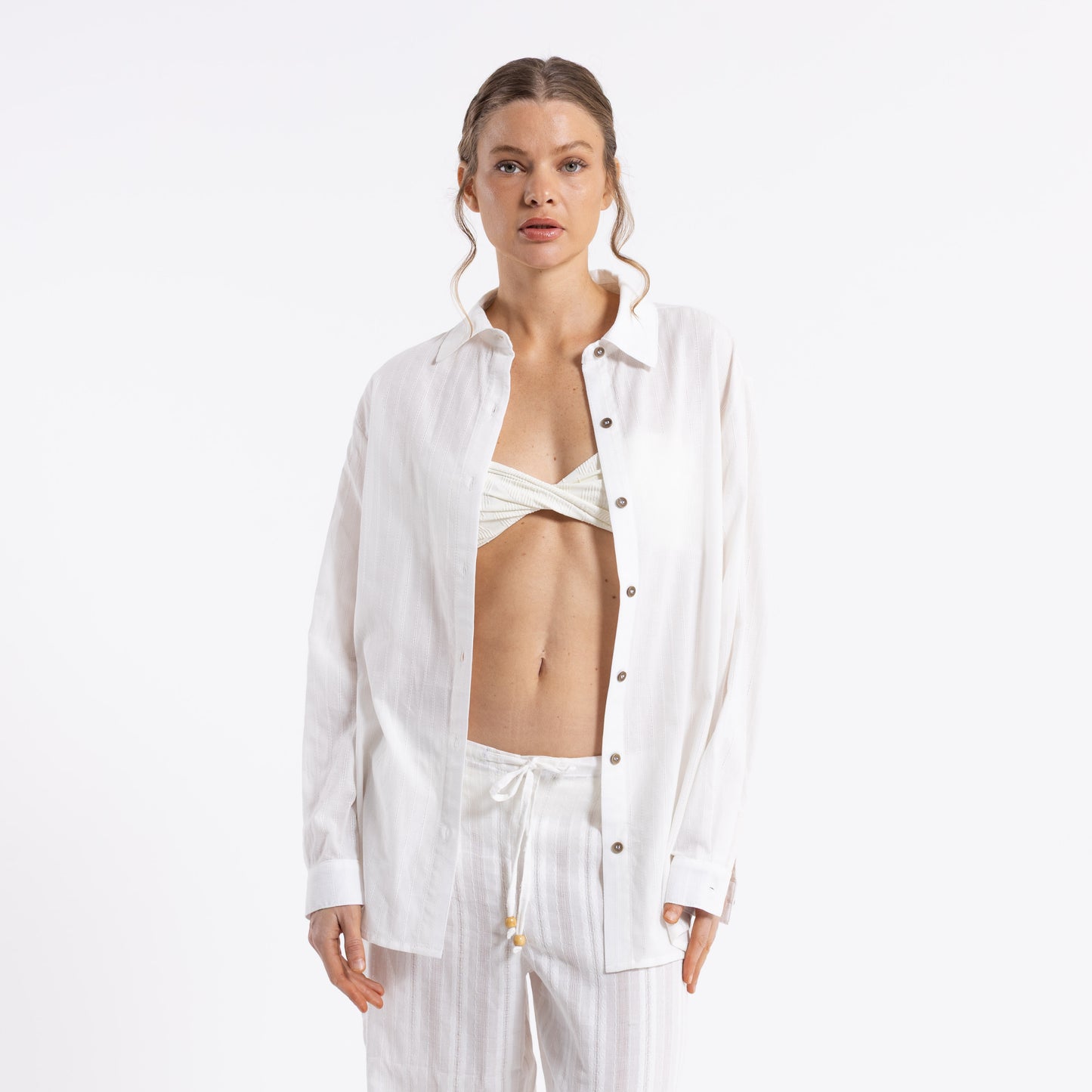 Camisa Mc Rusty Cici Sheer Overshirt Ld Off White