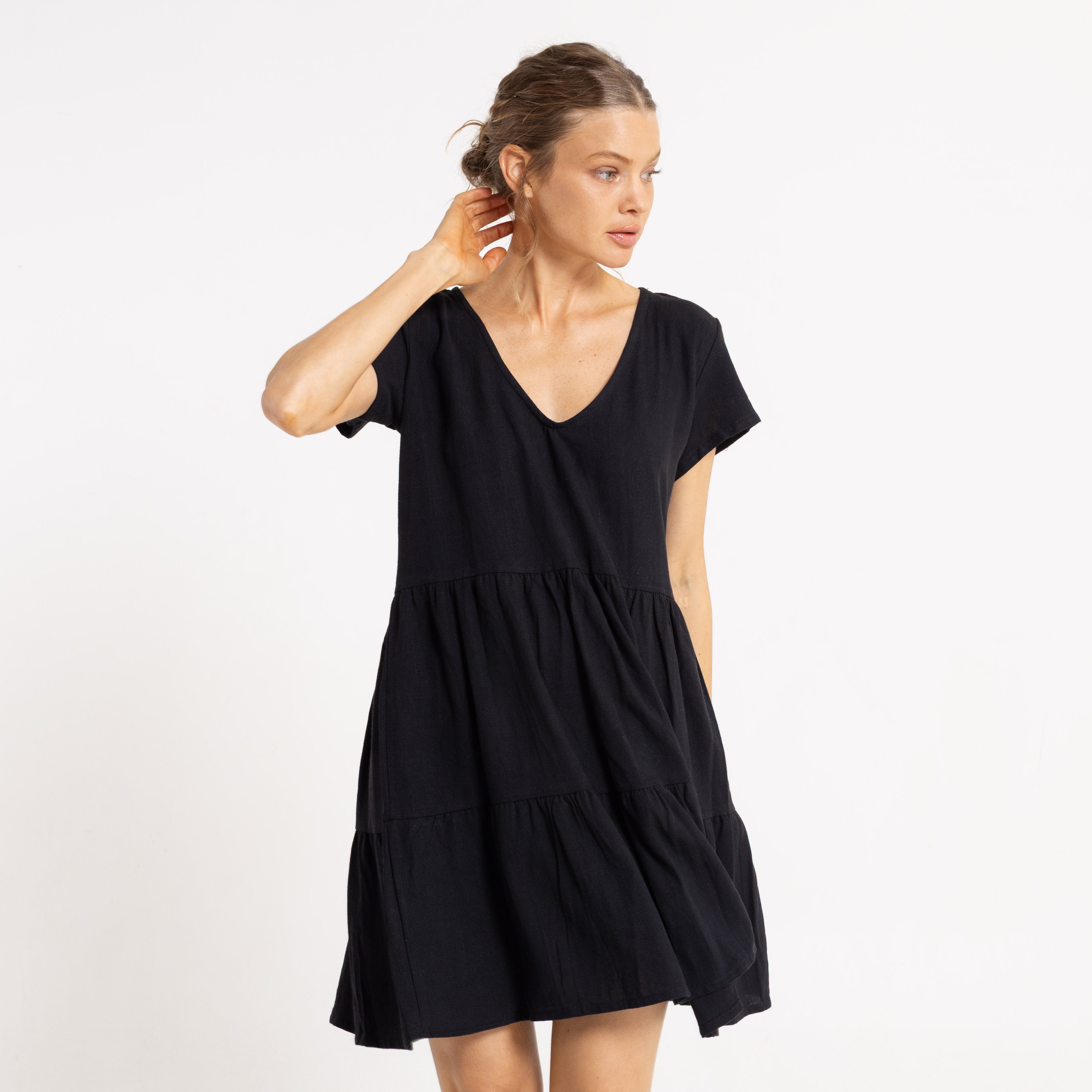 Vestido Rusty Clumsy V Neck Dress Ld Black