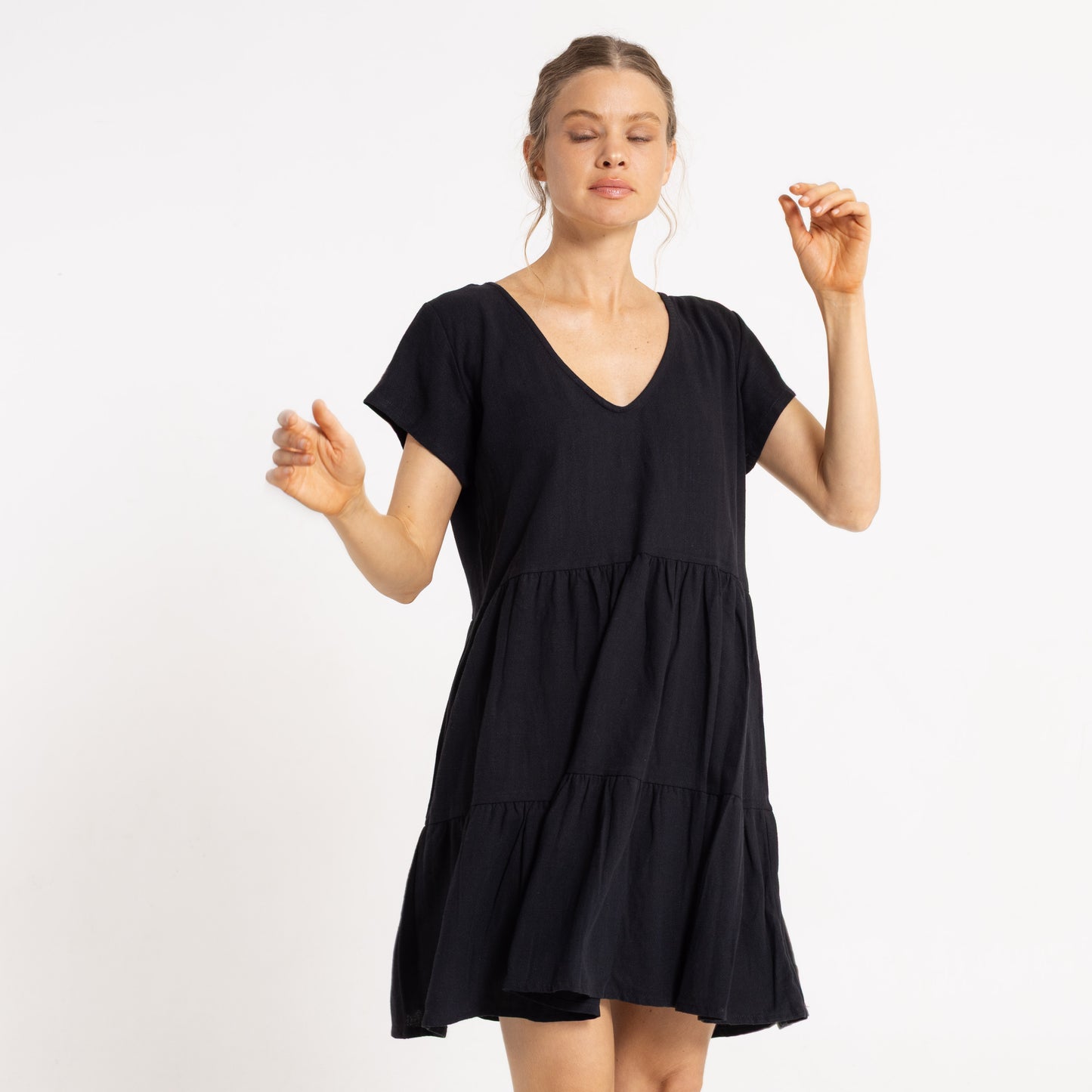 Vestido Rusty Clumsy V Neck Dress Ld Black