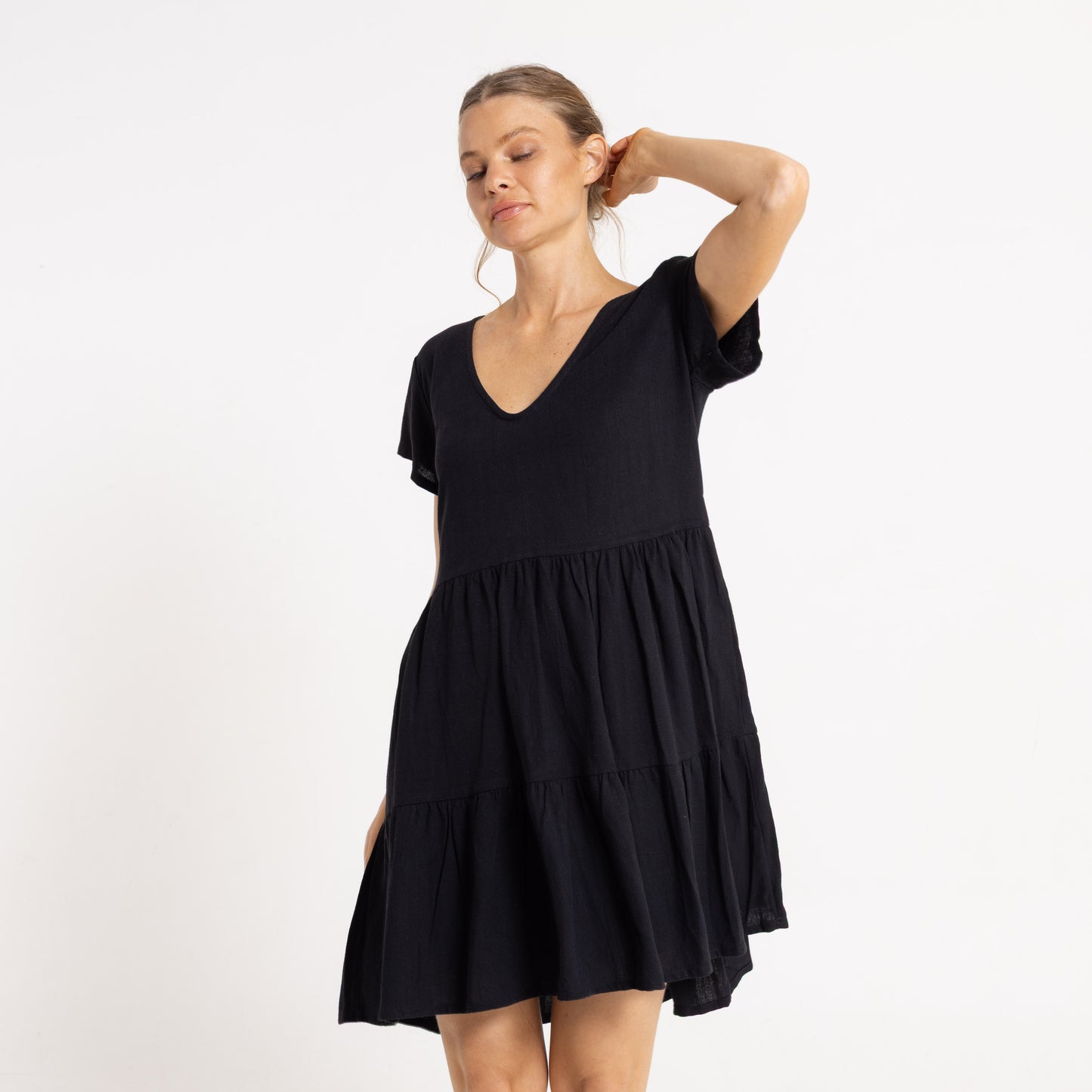 Vestido Rusty Clumsy V Neck Dress Ld Black