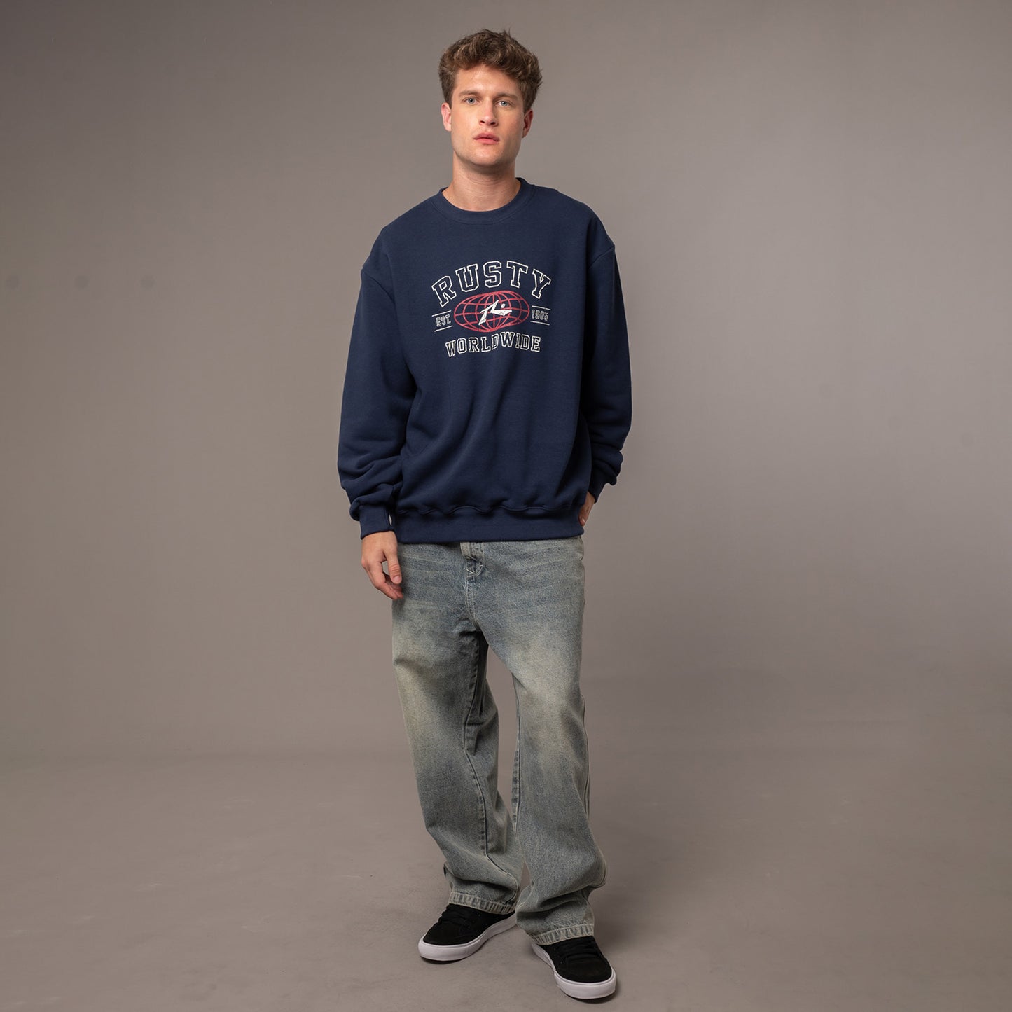 Buzo Rusty Collegiate Worldwide Megabig Navy Blue