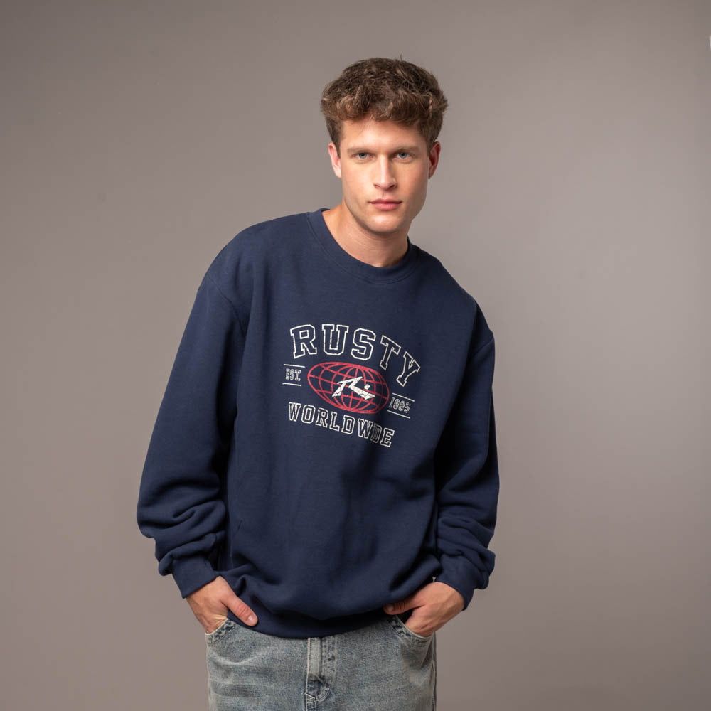 Buzo Rusty Collegiate Worldwide Megabig Navy Blue