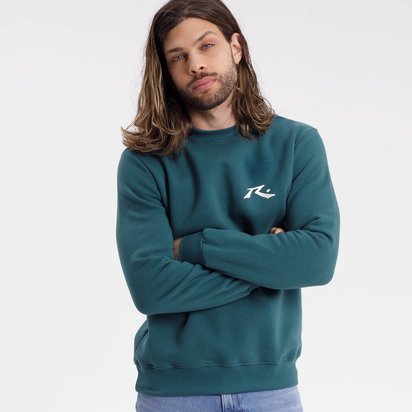 Buzo Rusty Competition Crew Green B/Ecru