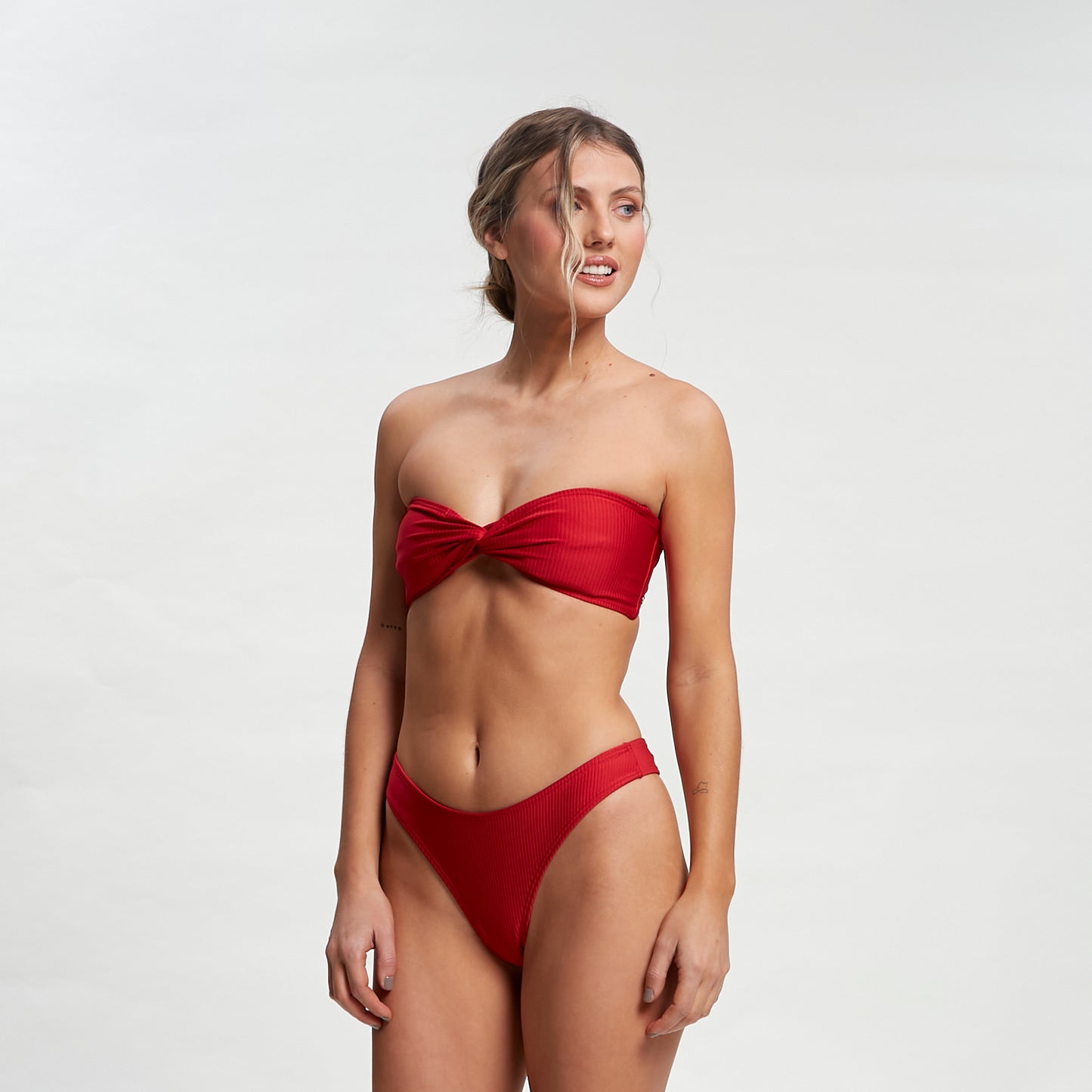 Bikini Alto Rusty Connect Twist Bandeau Bik Top Ld Fiesta Red
