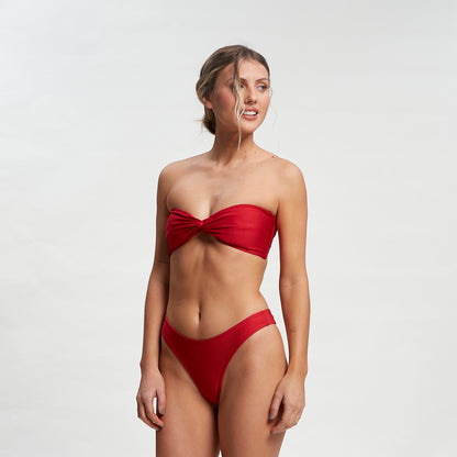 Bikini Alto Rusty Connect Twist Bandeau Bik Top Ld Fiesta Red