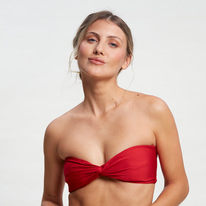 Bikini Alto Rusty Connect Twist Bandeau Bik Top Ld Fiesta Red