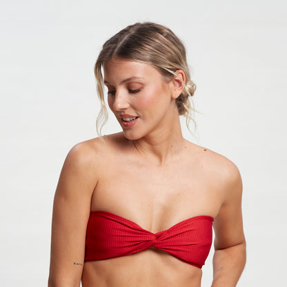 Bikini Alto Rusty Connect Twist Bandeau Bik Top Ld Fiesta Red