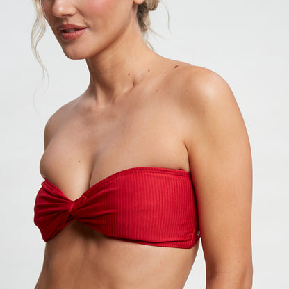 Bikini Alto Rusty Connect Twist Bandeau Bik Top Ld Fiesta Red