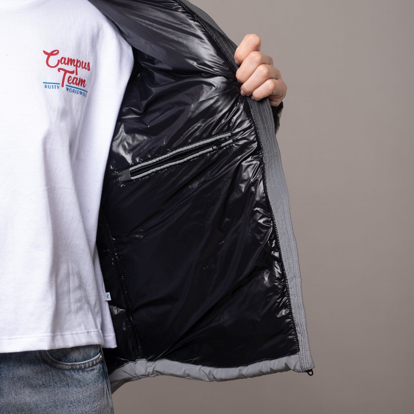 Campera Abrigo Rusty Dance Puffer Coat Ld Grey