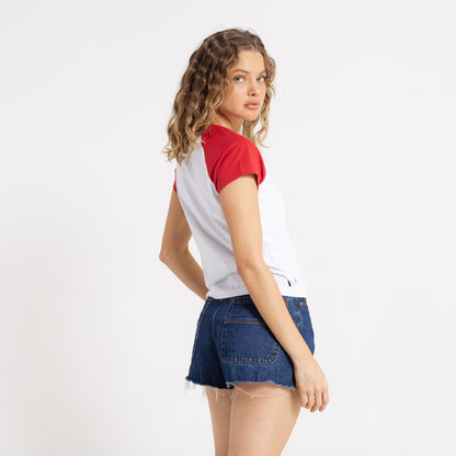 Remera Mc Rusty Daring Devil Cap Sleeve Baby Tee Ld White