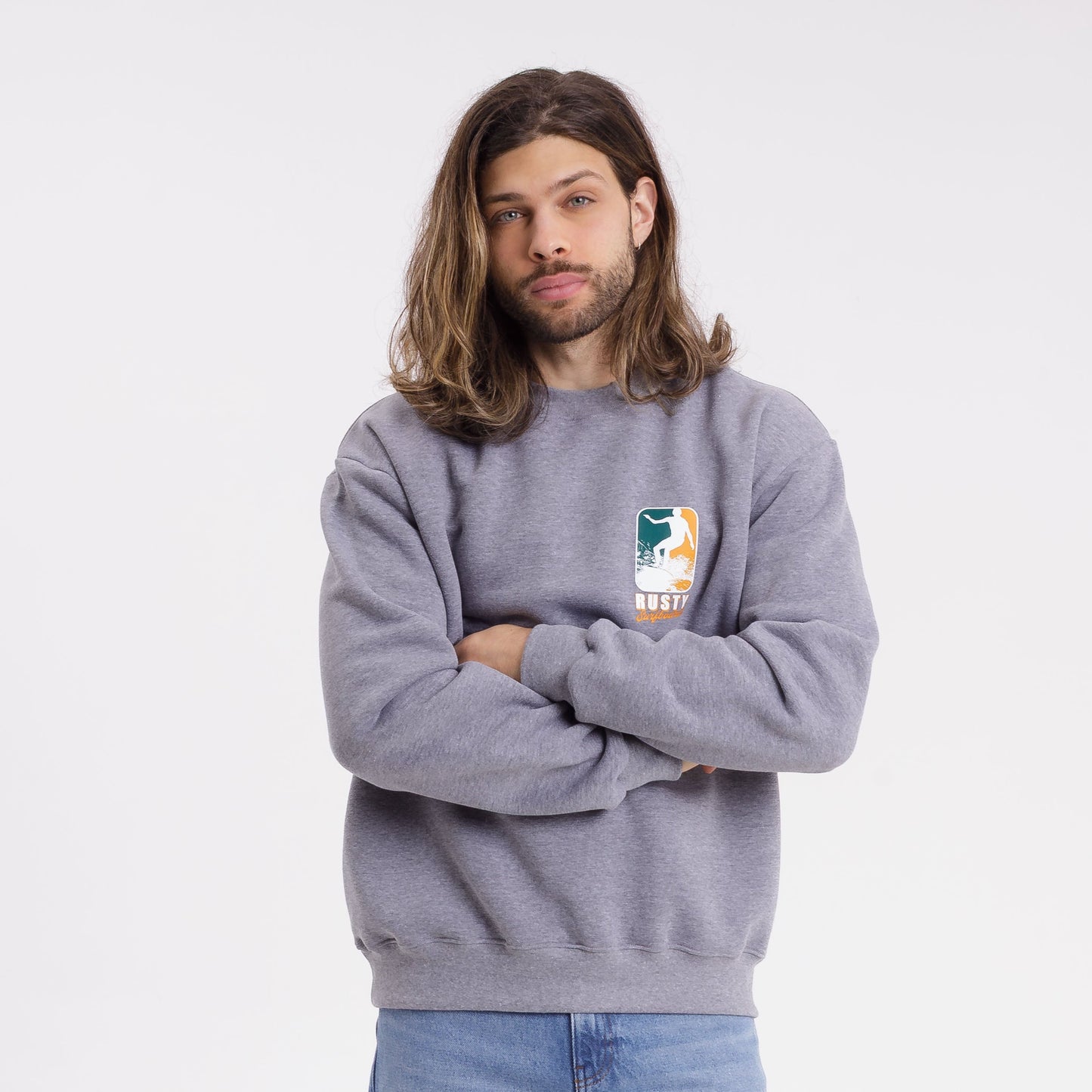 Buzo Rusty Double Shooter Crew Grey Marle