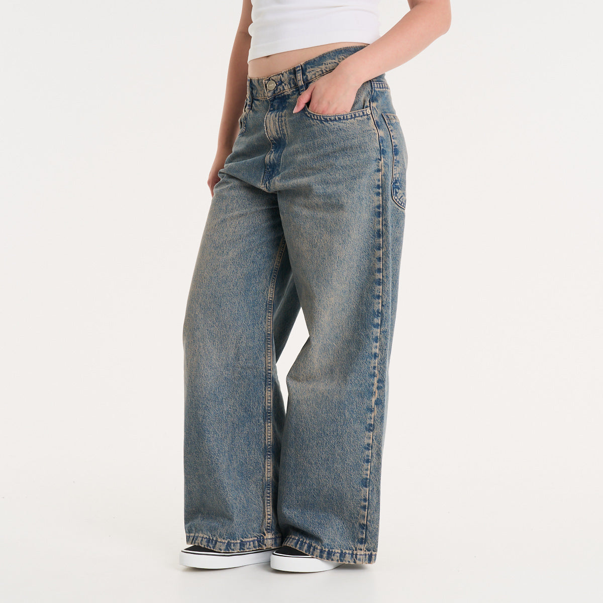 Jean Vulk Erza Wide Long Jean Blue Sand