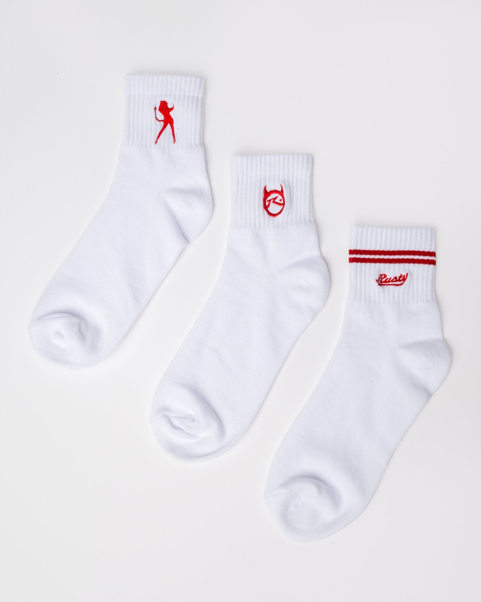 Medias Rusty Fancy Day Crew 3-Sock Pack* White