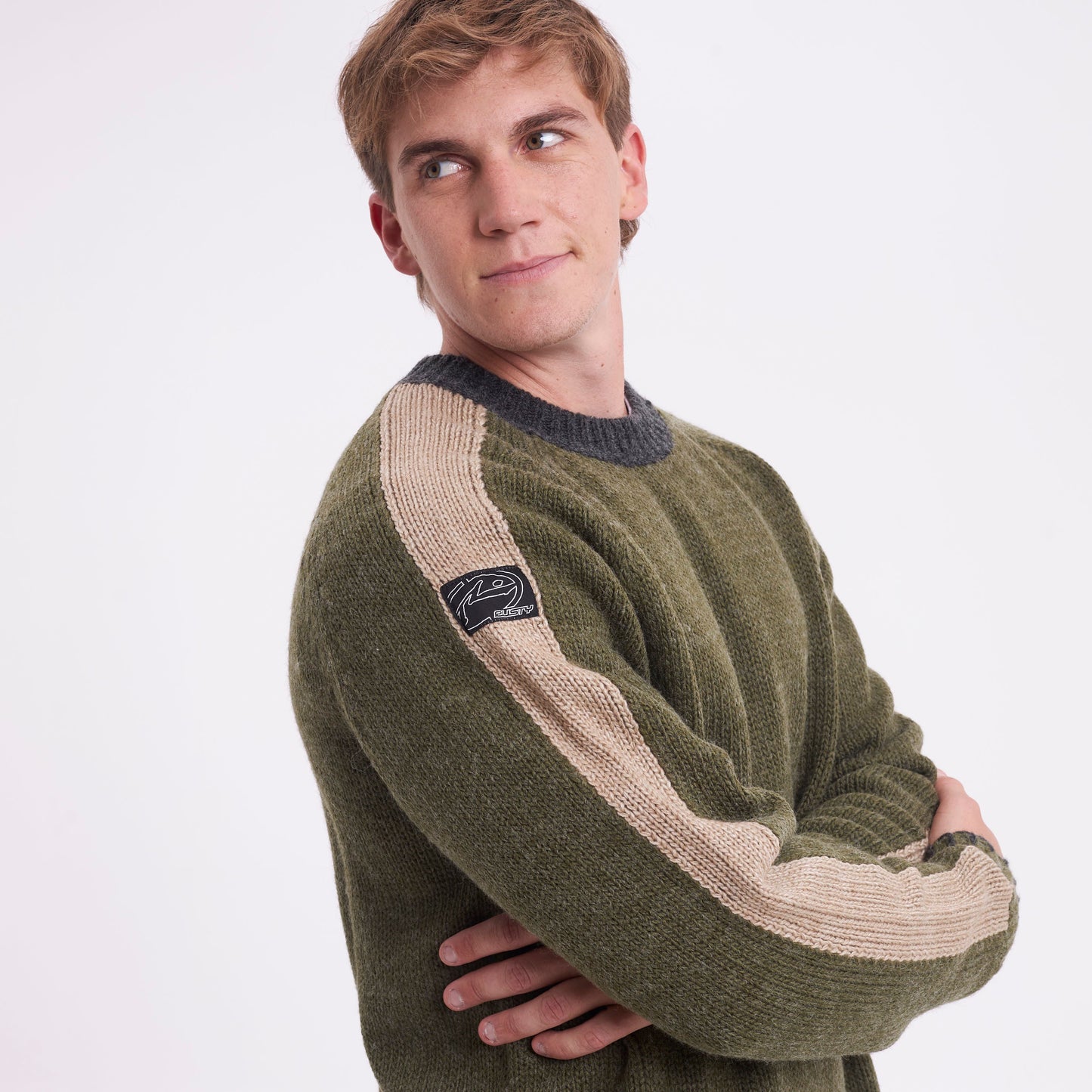 Sweater Rusty Fishermans Boxy Knitted Crew Shadow Army