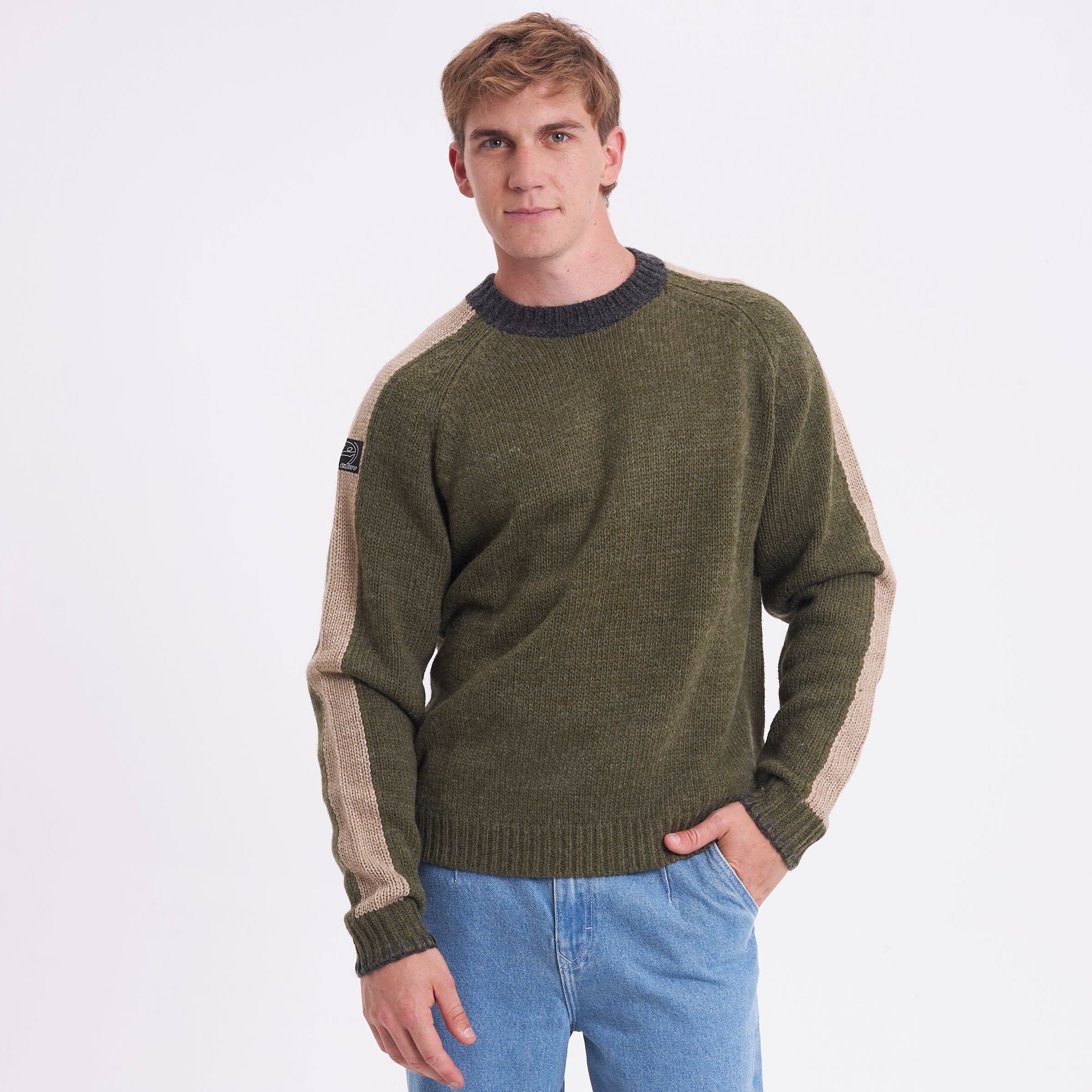 Sweater Rusty Fishermans Boxy Knitted Crew Shadow Army