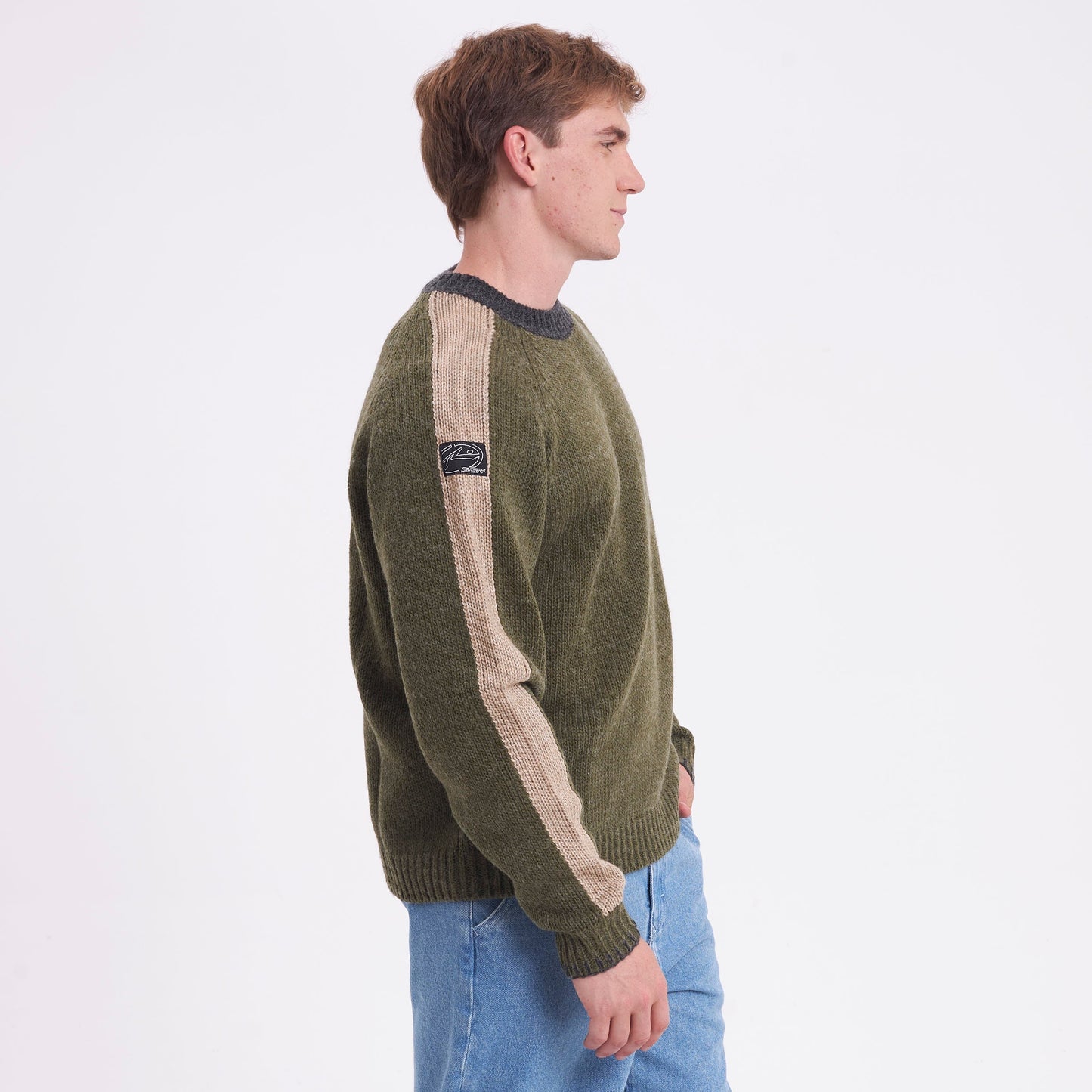 Sweater Rusty Fishermans Boxy Knitted Crew Shadow Army