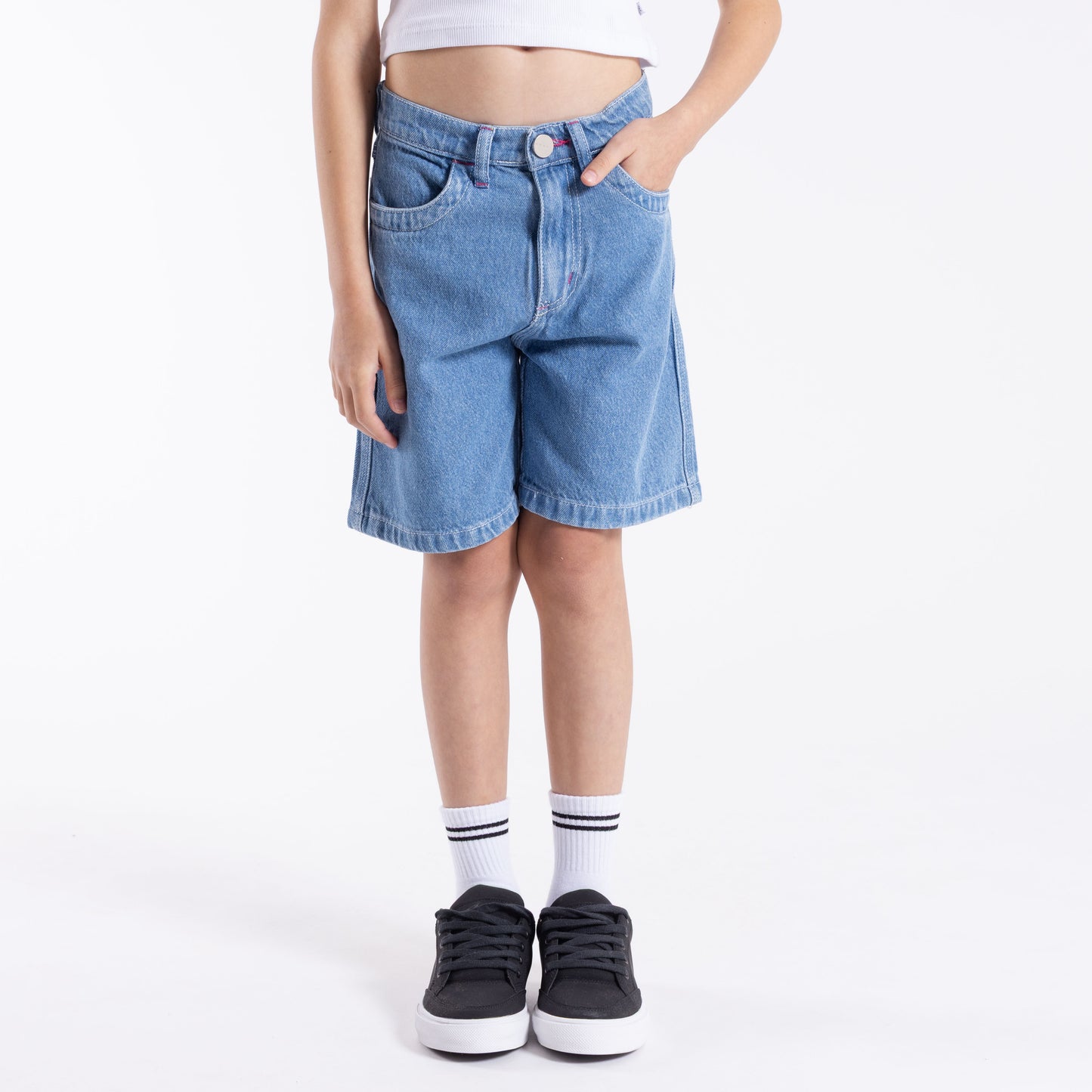 Bermuda Rusty Flip Girl Wide Denim Jort Girls Blue
