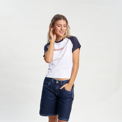 Bermuda Rusty Flip Mommy Low Rise Long Denim Short Ld Deep Blue