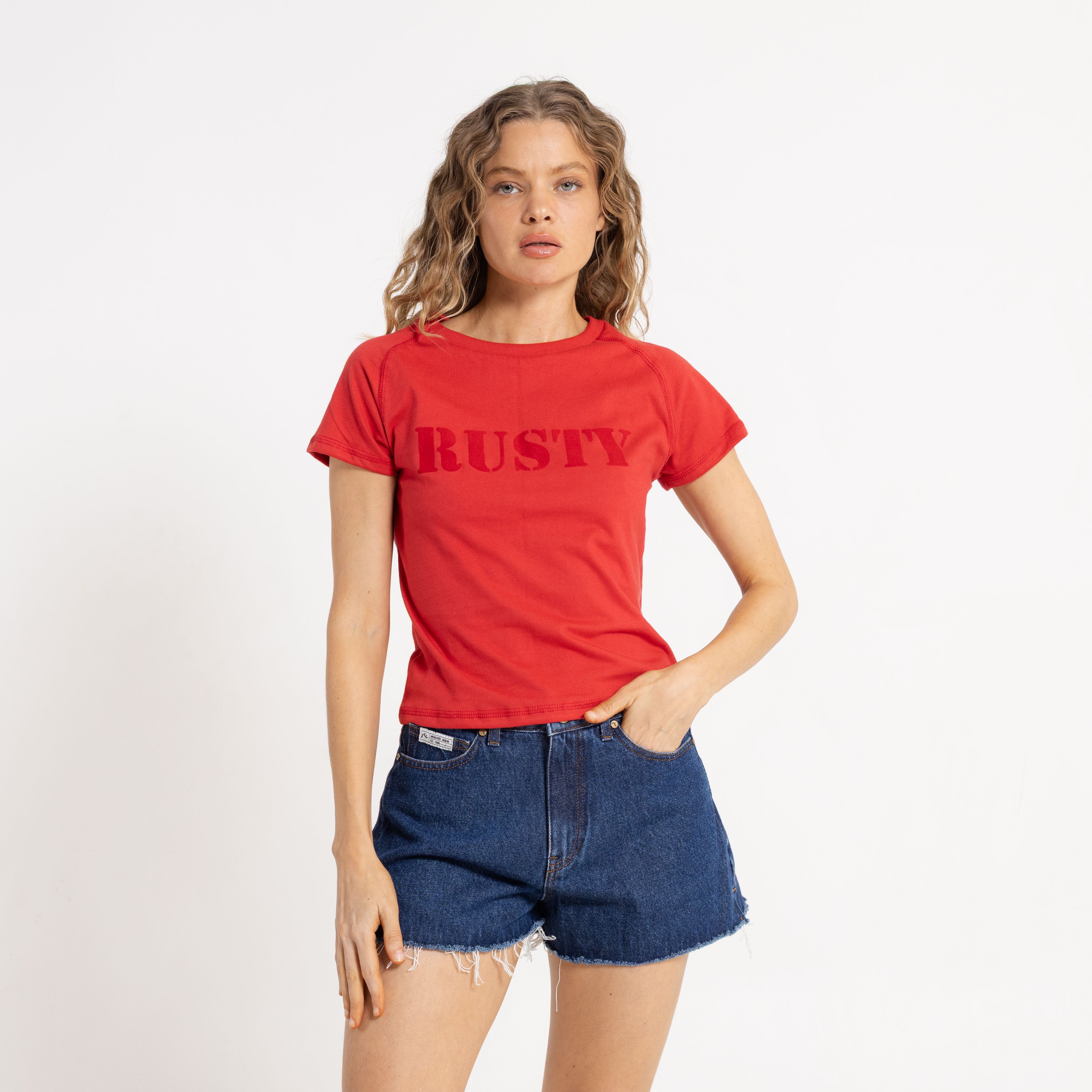 Remera Mc Rusty Flocked Up Cap Sleeve Baby Tee Ld Salsa
