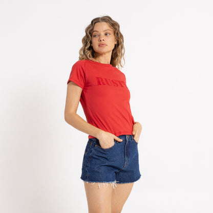 Remera Mc Rusty Flocked Up Cap Sleeve Baby Tee Ld Salsa