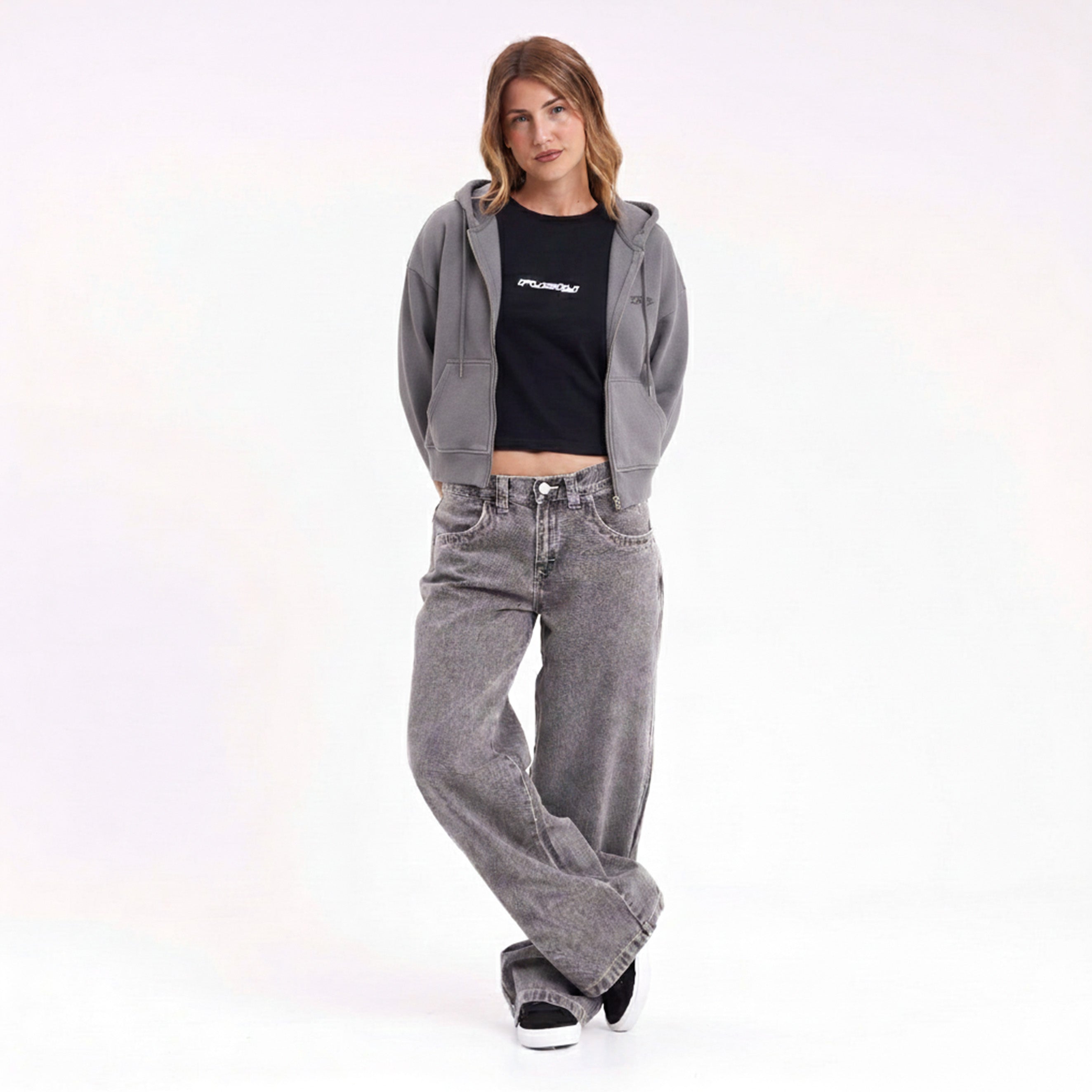 Campera Canguro Rusty Frankston Ziphood Ld Dark Grey