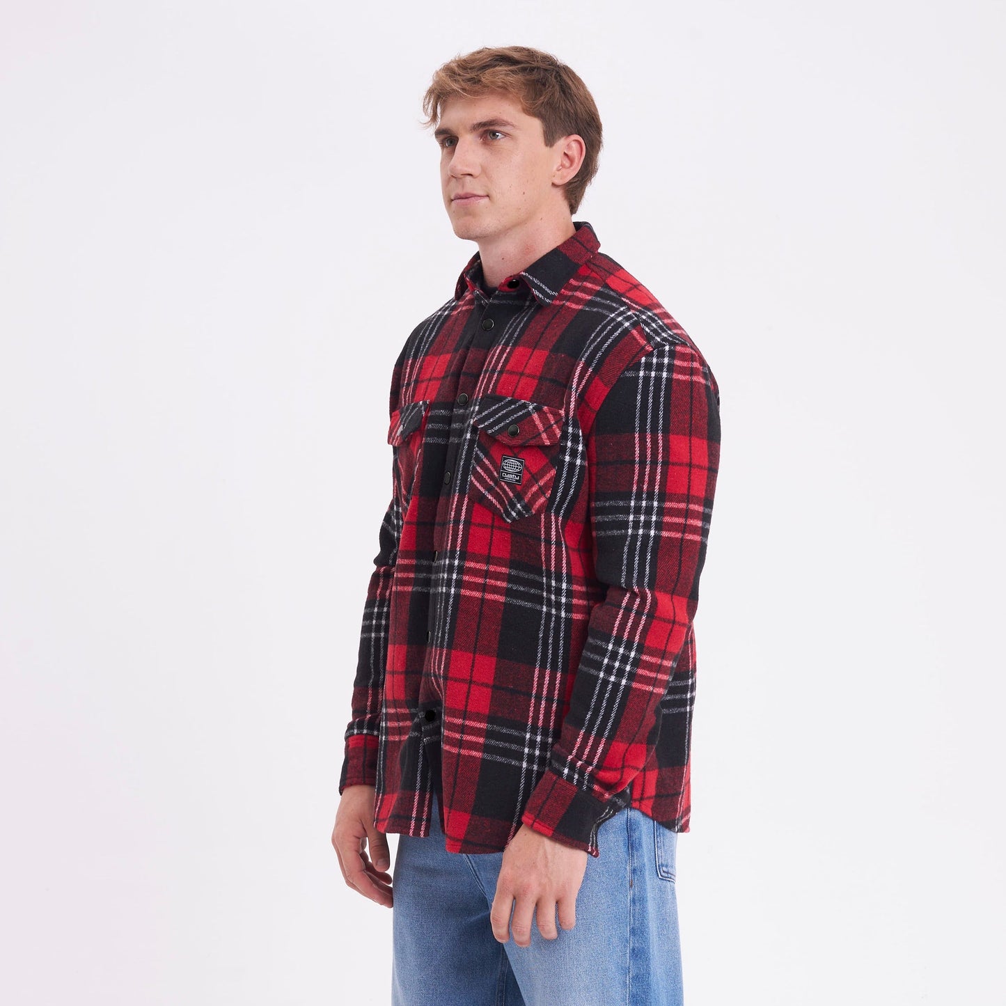 Camisa Ml Rusty Galaxie Flannel Long Sleeve Shirt Red