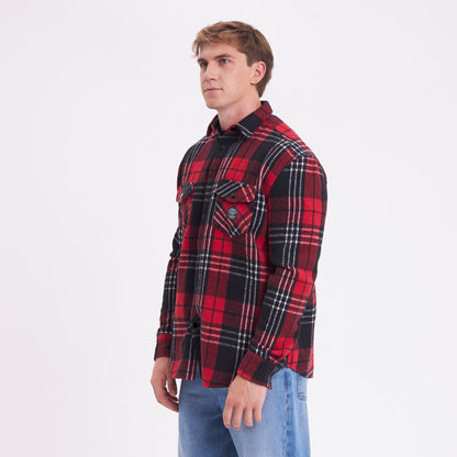 Camisa Ml Rusty Galaxie Flannel Long Sleeve Shirt Red