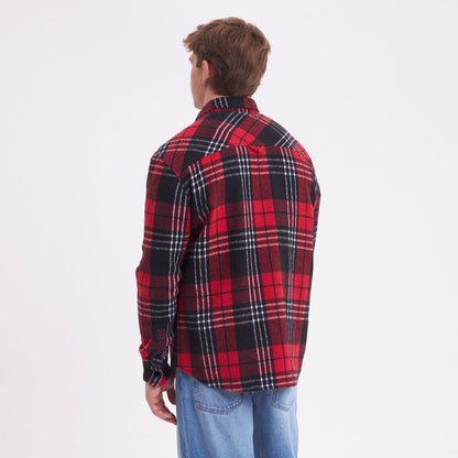 Camisa Ml Rusty Galaxie Flannel Long Sleeve Shirt Red