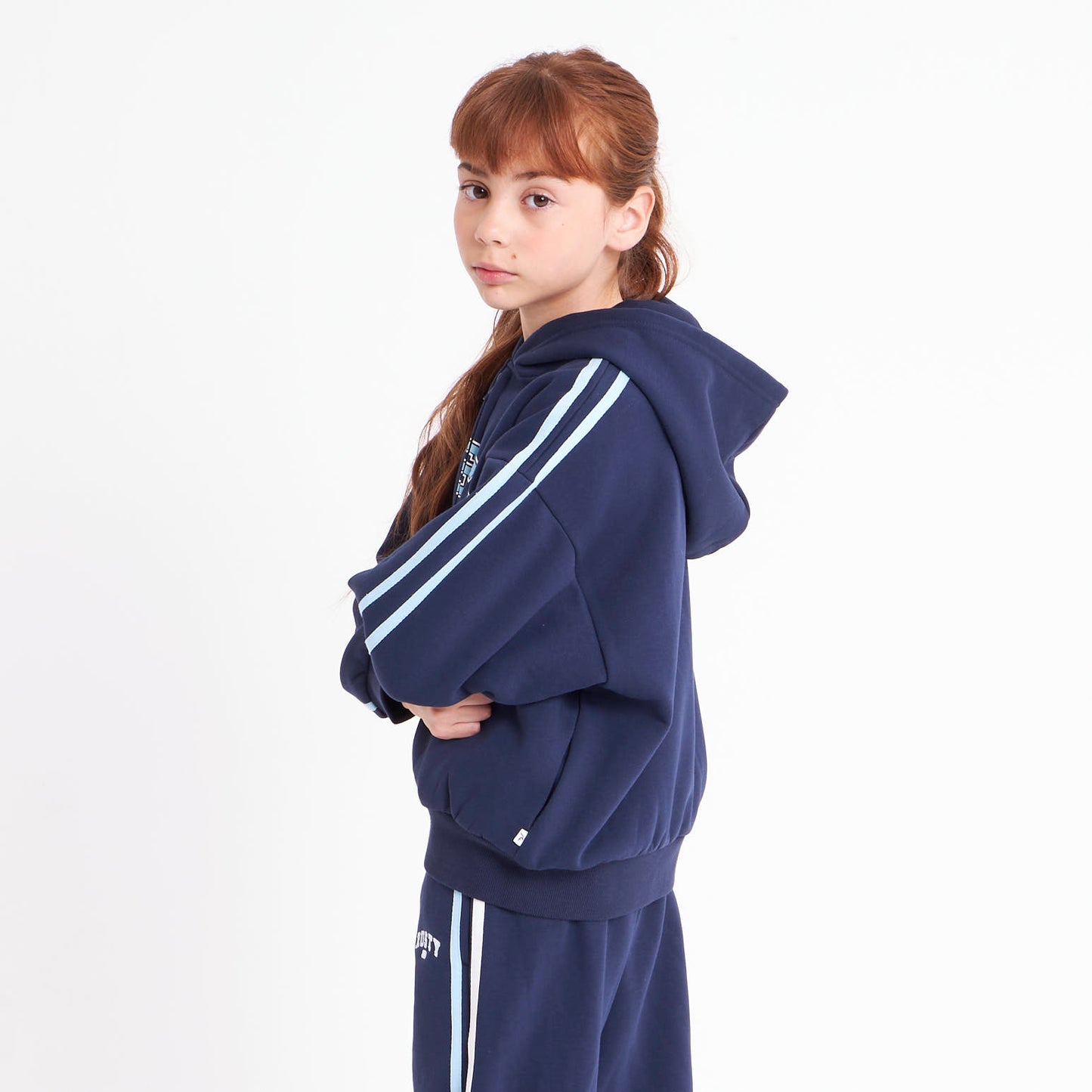 Campera Canguro Rusty Girls Team Varsity Zip Through Hood Navy