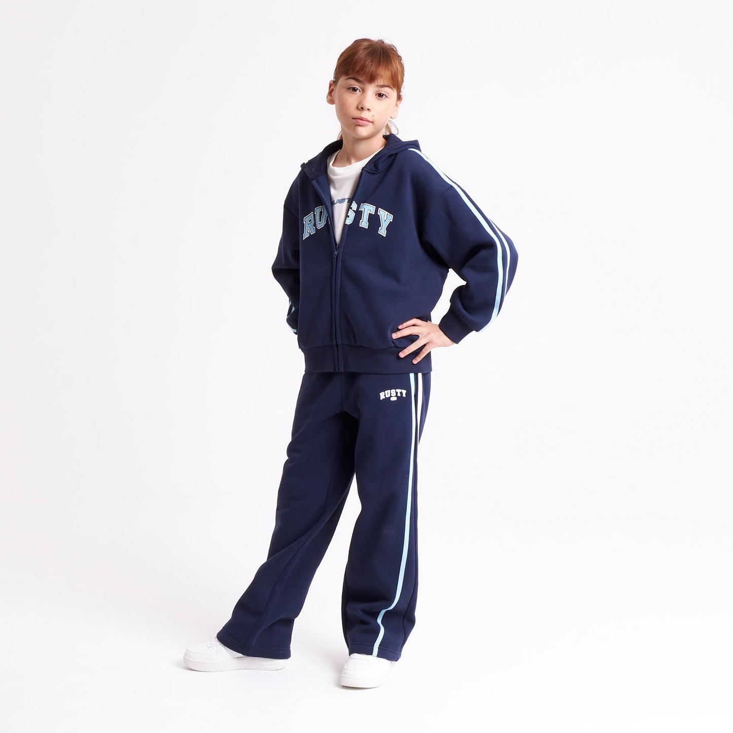 Campera Canguro Rusty Girls Team Varsity Zip Through Hood Navy
