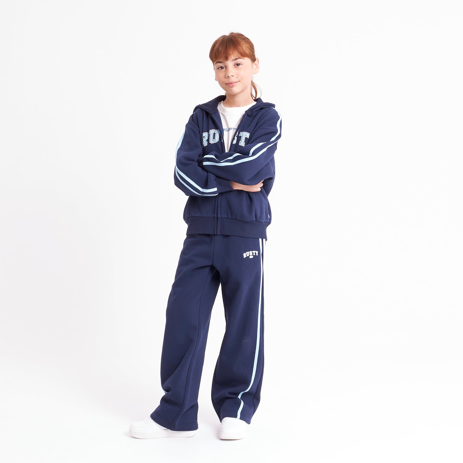 Campera Canguro Rusty Girls Team Varsity Zip Through Hood Navy