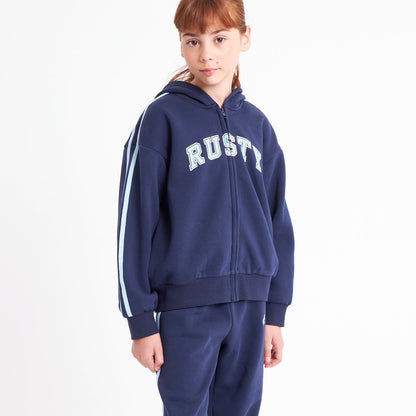 Campera Canguro Rusty Girls Team Varsity Zip Through Hood Navy