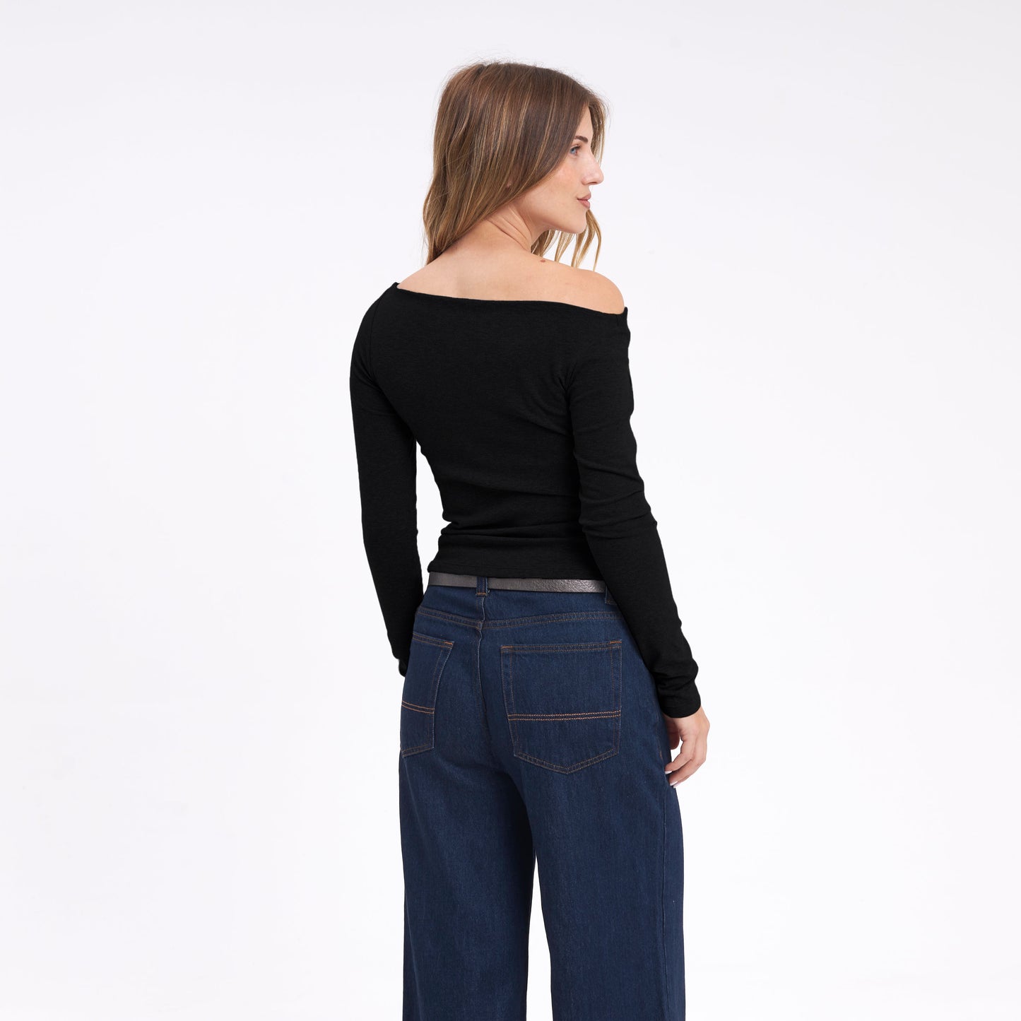 Fashion Top Rusty Groove Up One Shoulder Ls Top Ld Black