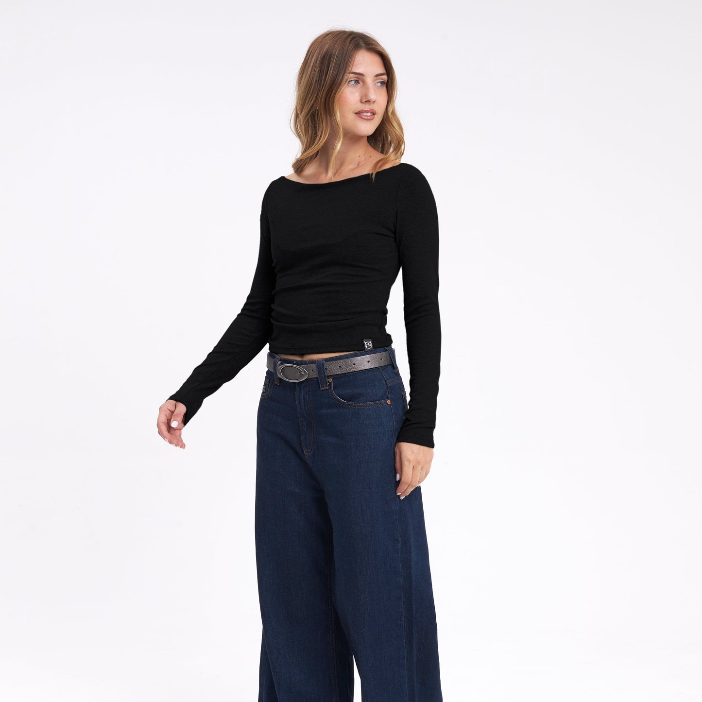 Fashion Top Rusty Groove Up One Shoulder Ls Top Ld Black
