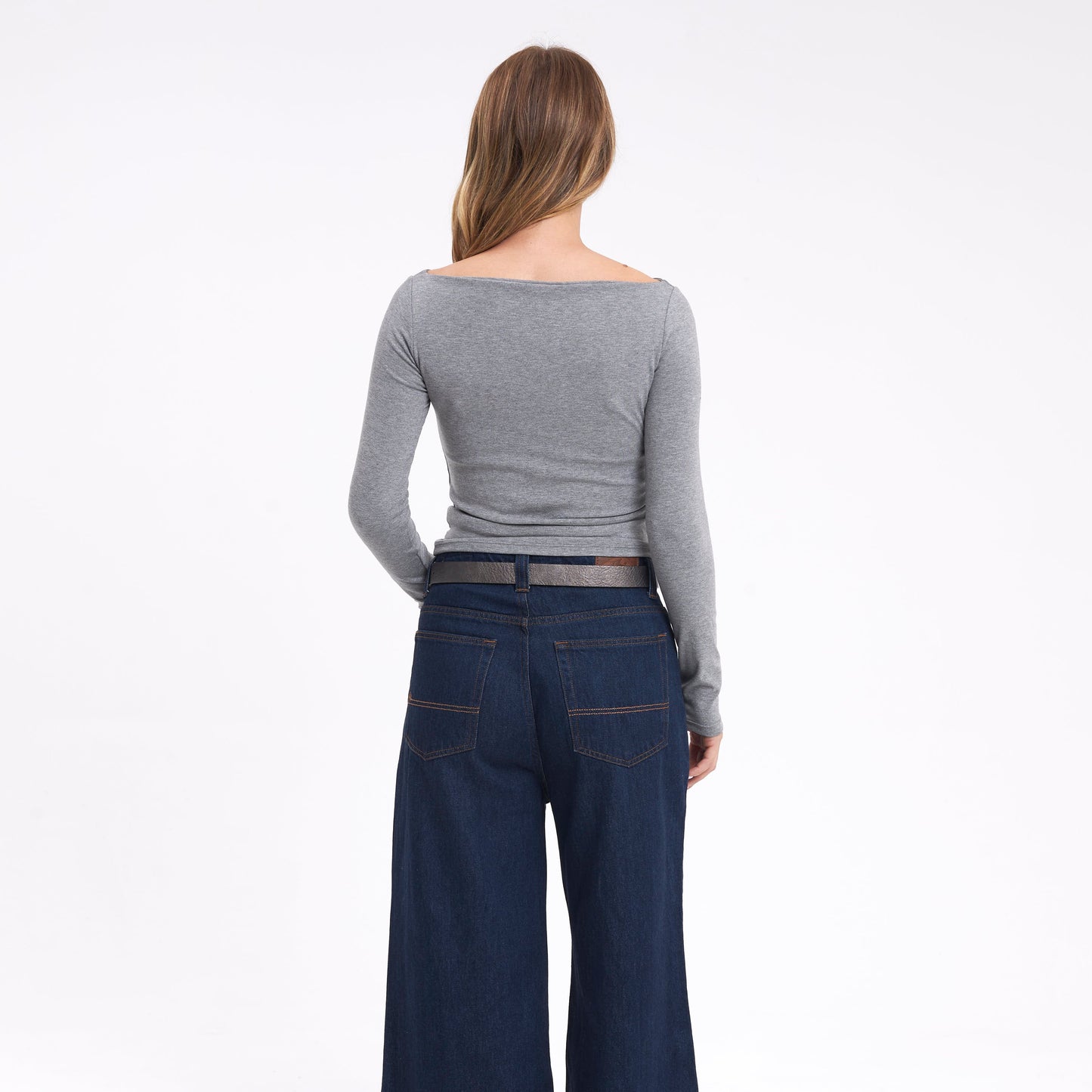 Fashion Top Rusty Groove Up One Shoulder Ls Top Ld Grey Marle
