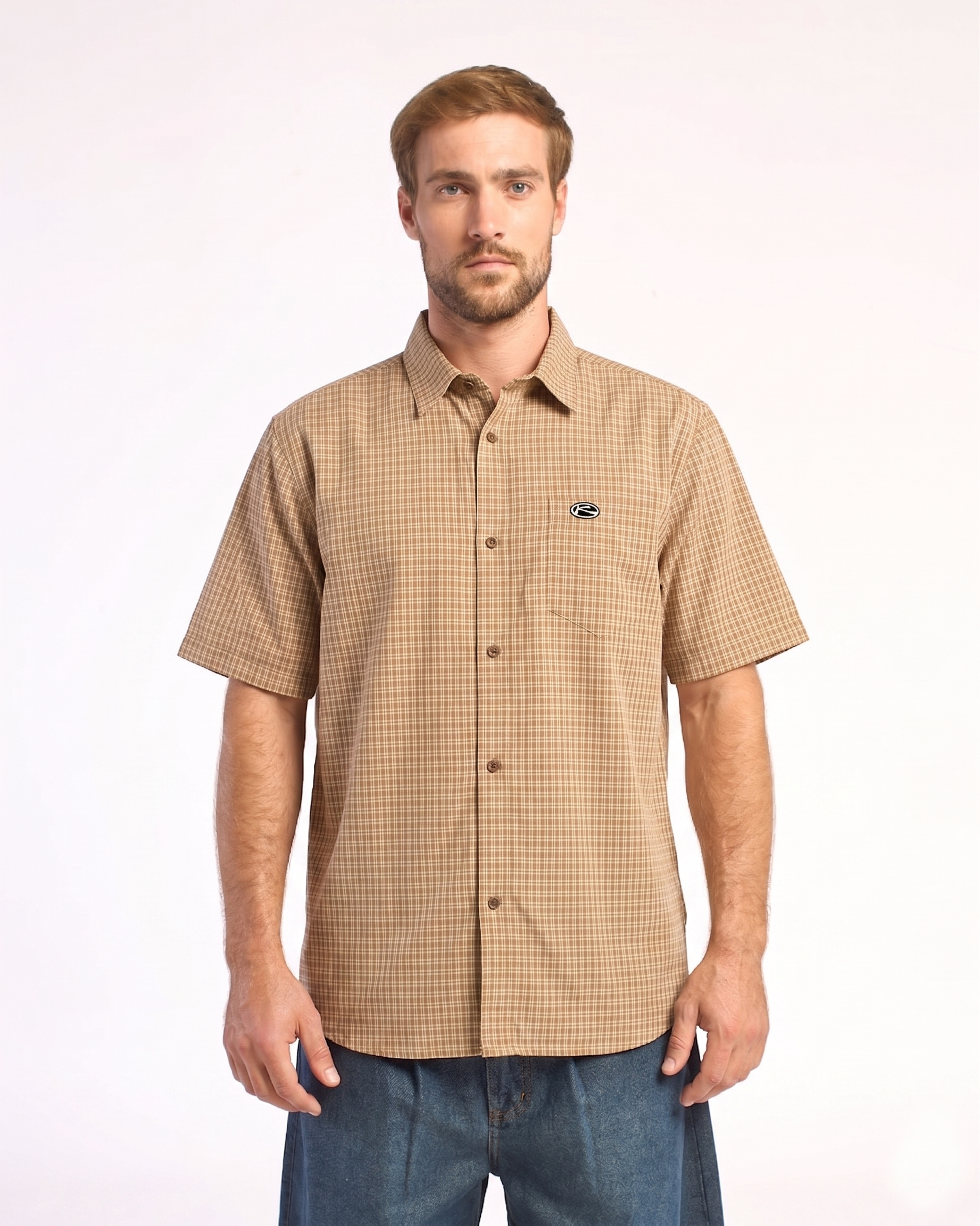 Camisa Mc Rusty Datsun Check Short Sleeve Shirt Gold Fusion