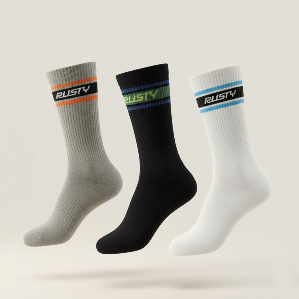 Medias Rusty Pit Crew Mid Calf 3-Sock Pack Multi