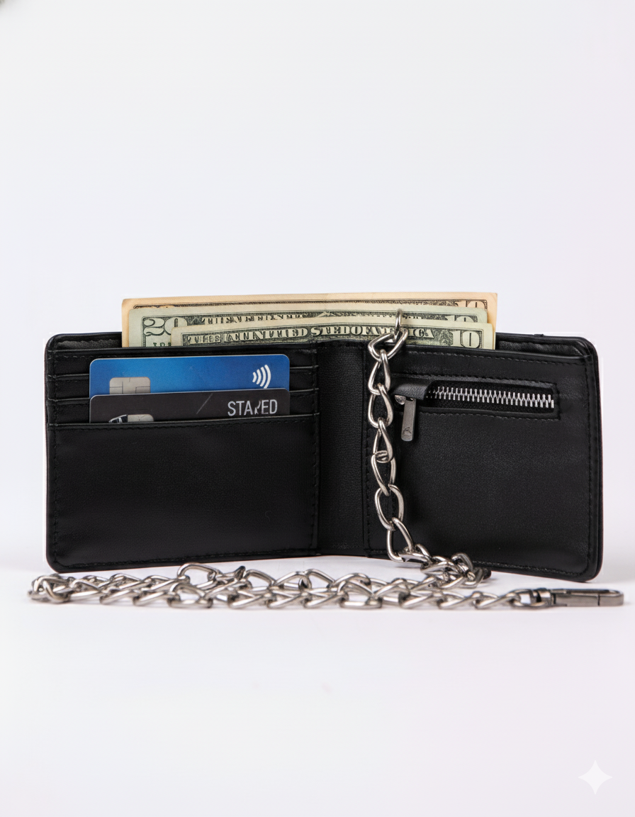 Billetera Rusty District Chain Wallet Black