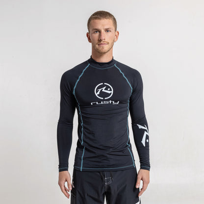 Rashie Rusty Gnaraloo Long Sleeve Surf Top Black
