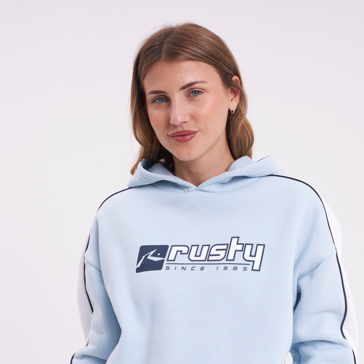 Canguro Rusty Hailstone Oversized Hooded Fleece Retro Blue