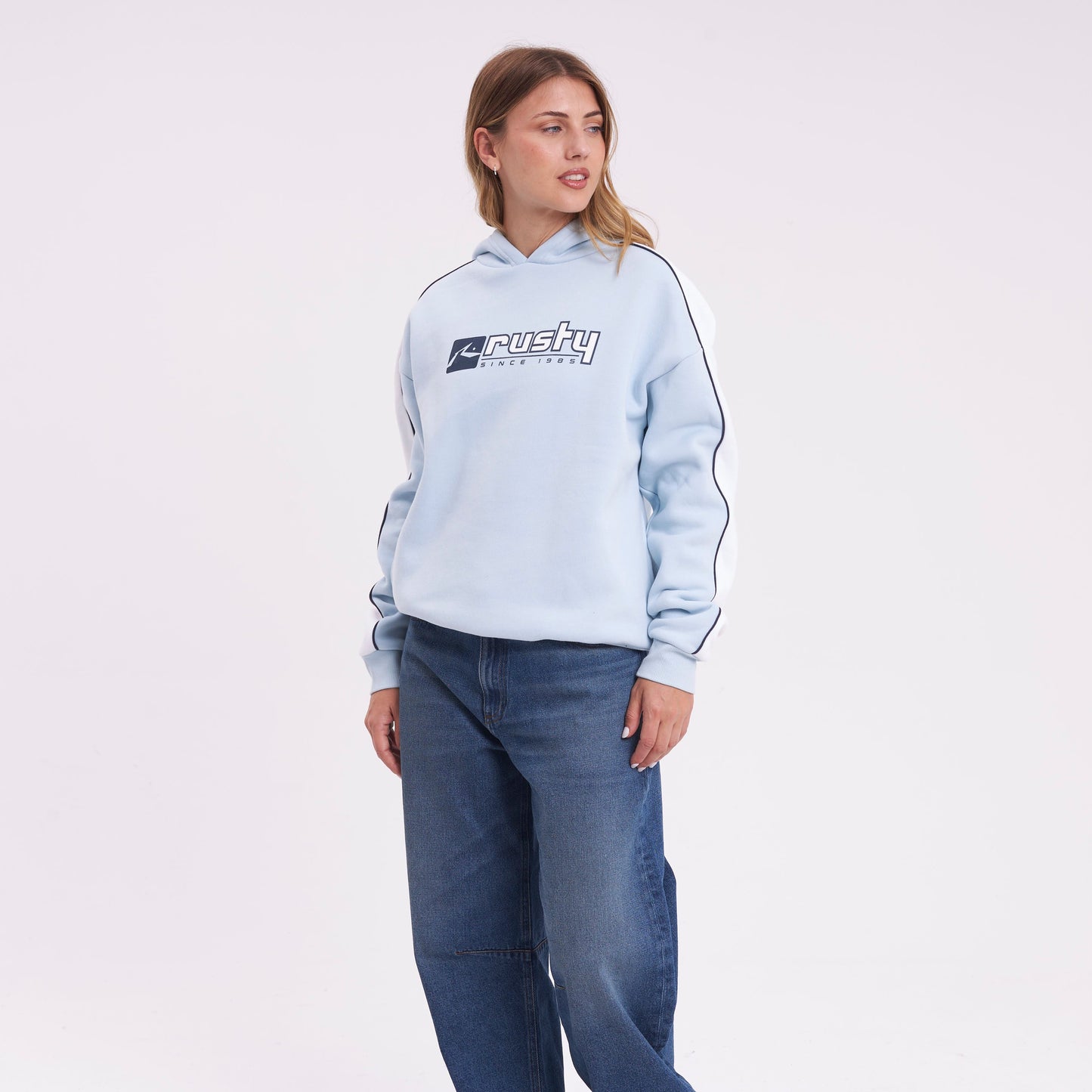 Canguro Rusty Hailstone Oversized Hooded Fleece Retro Blue