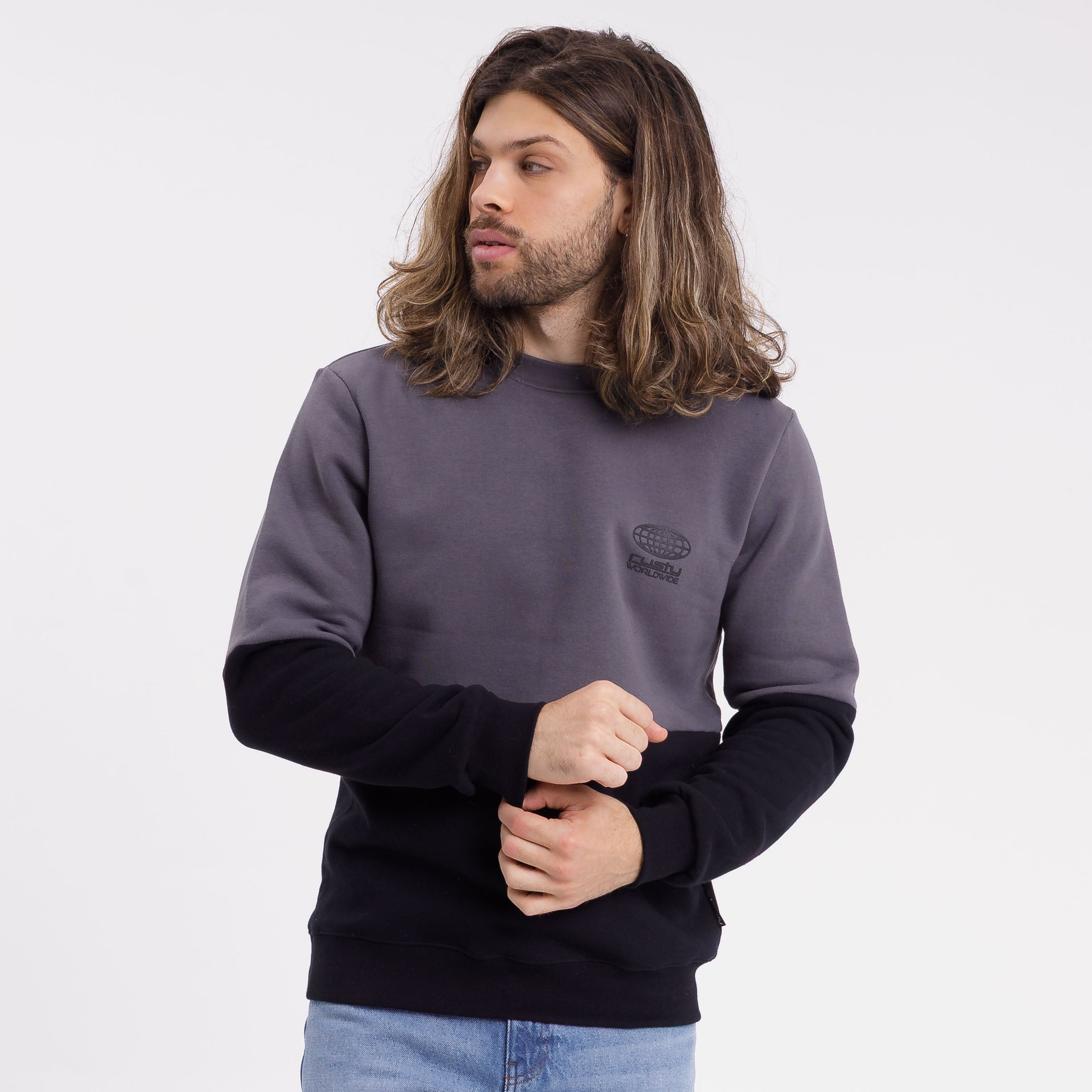 Buzo Rusty Halfieng Crew Black/Grey