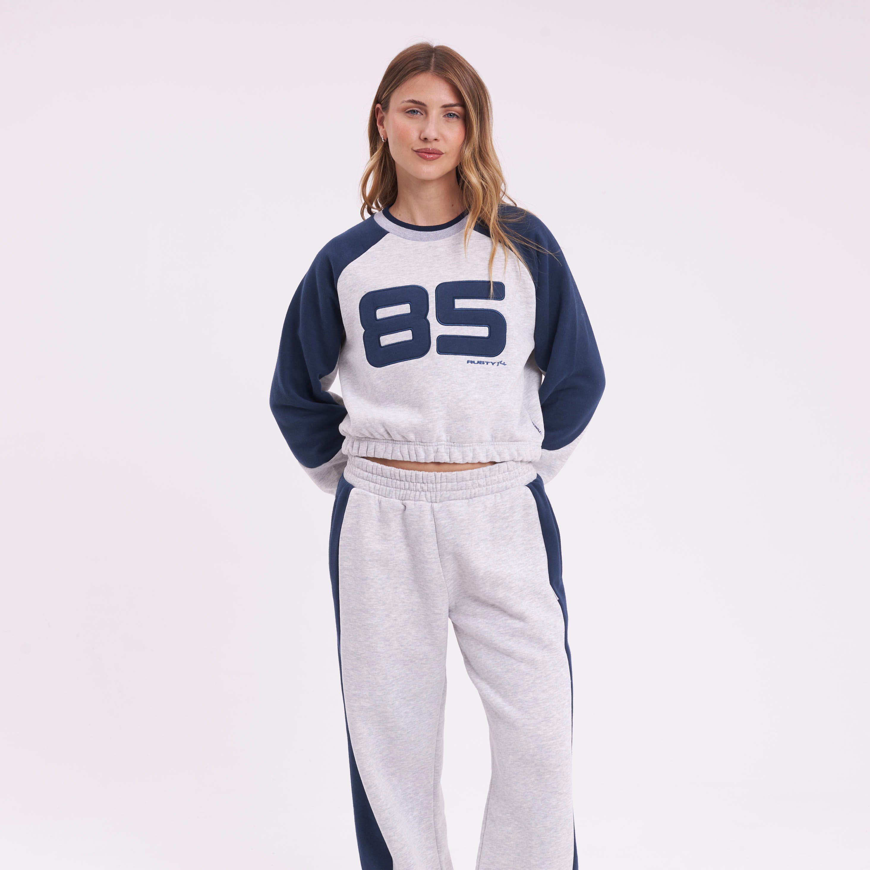Buzo Rusty Harvest Cropped Crew Fleece Ld Grey Marle