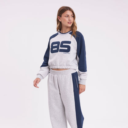 Buzo Rusty Harvest Cropped Crew Fleece Ld Grey Marle