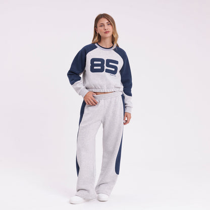 Buzo Rusty Harvest Cropped Crew Fleece Ld Grey Marle